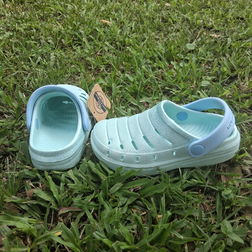 Kids Glittery Mint Rugged Shark Clog